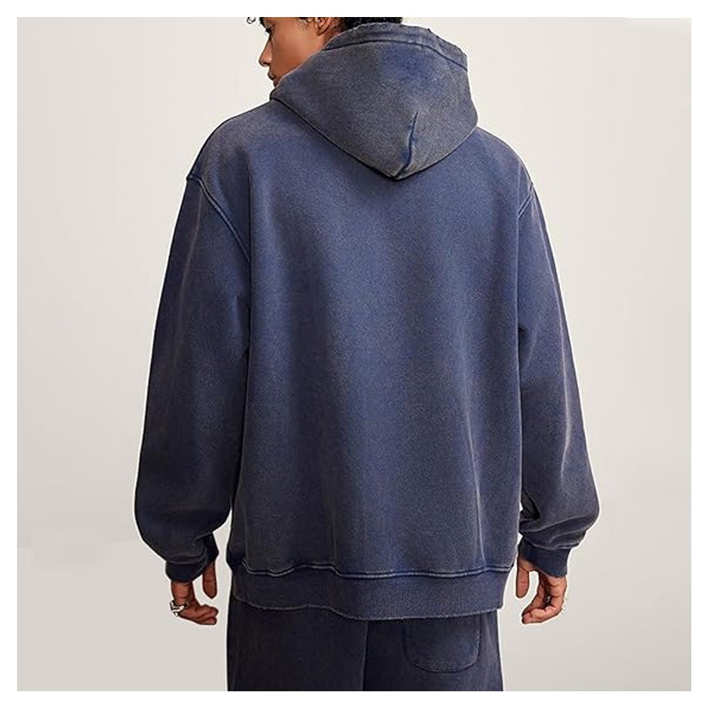 Fast Shipping Oem Manufacturer Wholesale Plus Size Hoodies Cropped Heavyweight 420 GSM Distressed Embroidery Acid Wash Hoodie