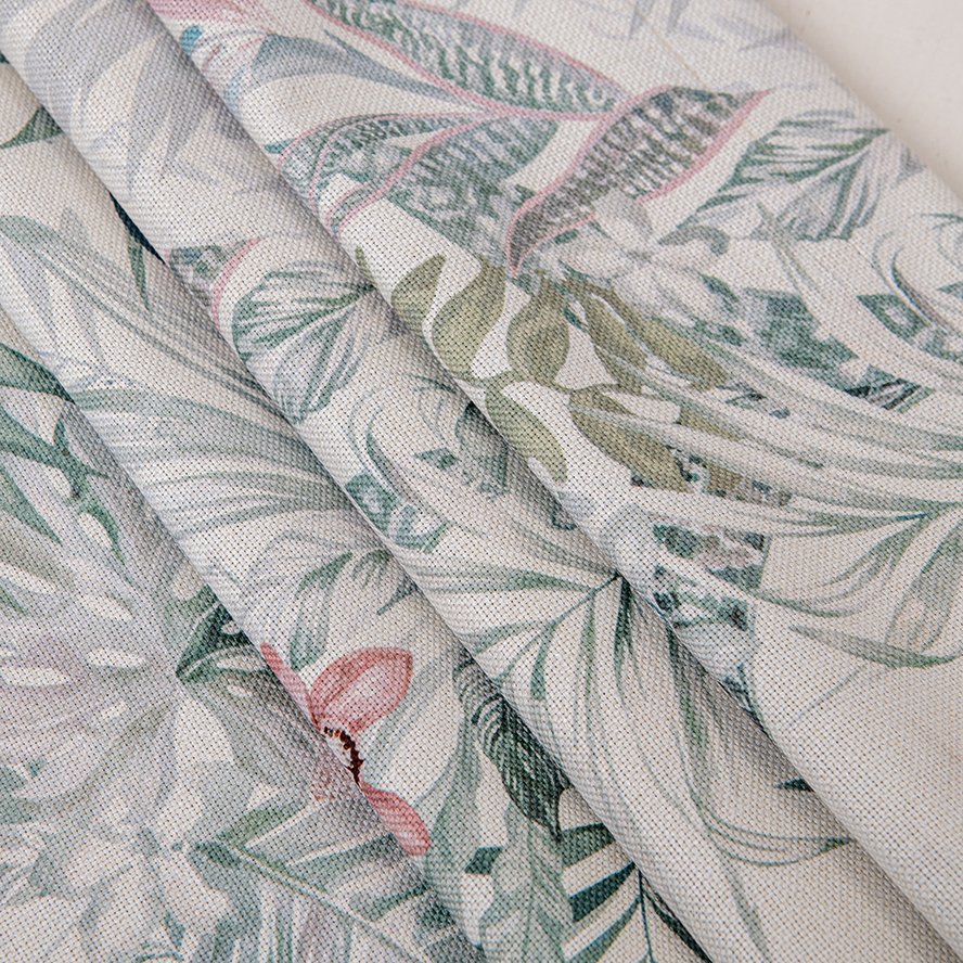 110\" Inch/280cm Patterns Digital Woven Linen Look 100% Full Blackout Polyester Curtain Fabric Rainforest Style Yard Sale Roll