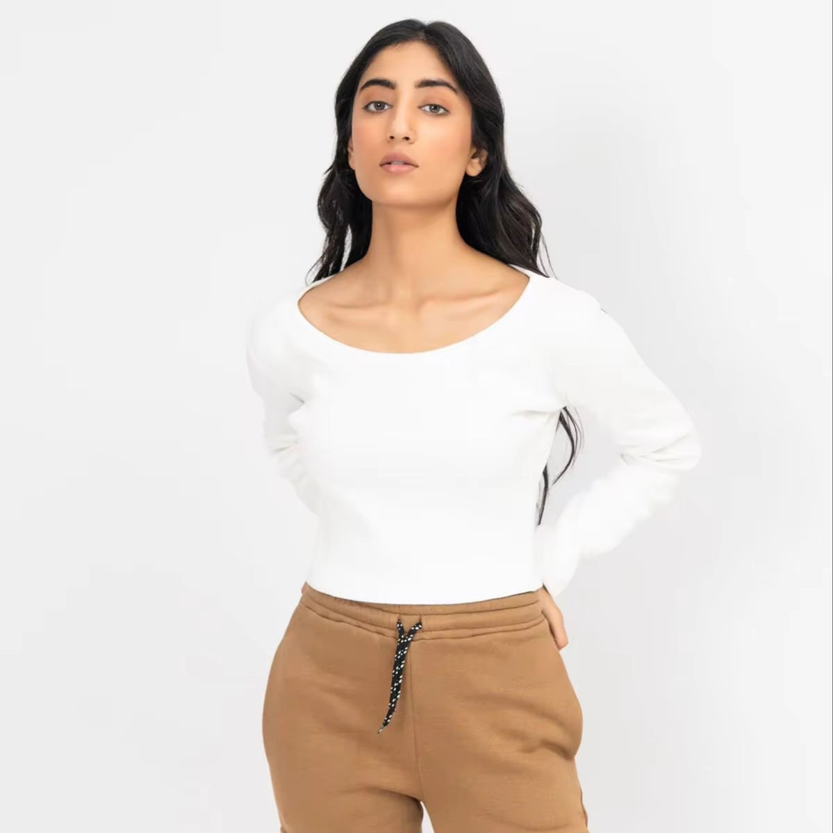 ladies T Shirt Crop Top T Shirts 2024 Street Wear Women long sleeve crop top t shirts Custom 100% Cotton women t-shirts O-Neck