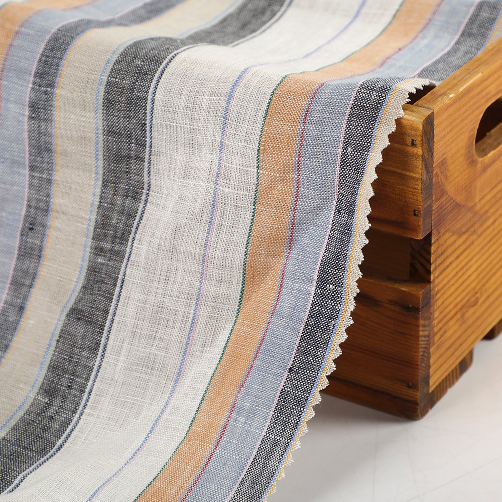 High Quality fashion 120gsm linen woven fabric yarn dyed 100%linen striped fabric for shirt