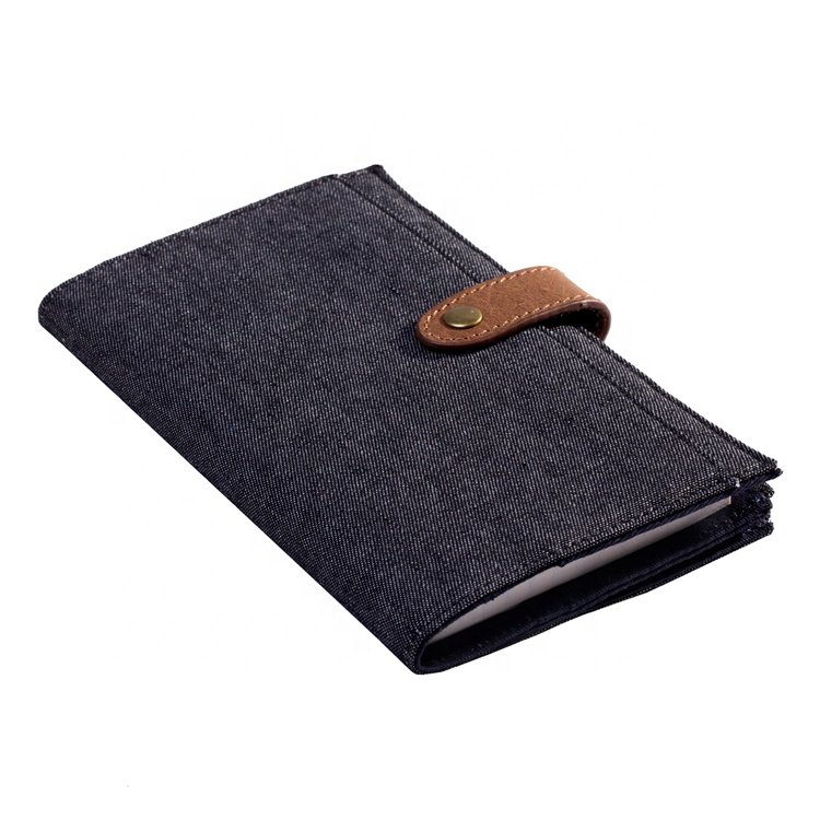 Customized fabric book cover with wallet card holder and pen holder
