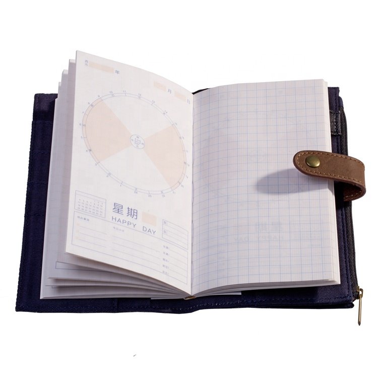 Customized fabric book cover with wallet card holder and pen holder