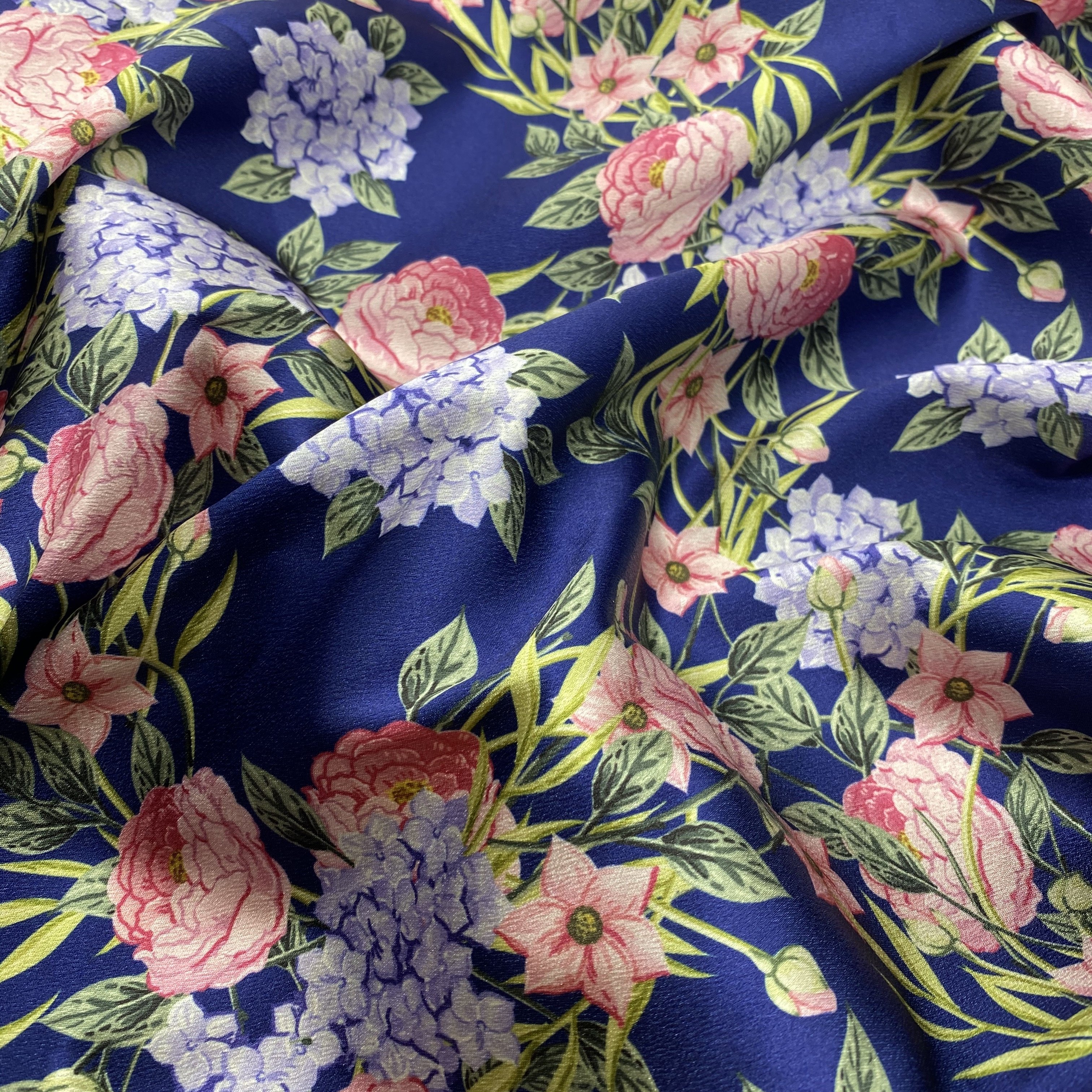 2021 new design duchess satin fabric woman party wear dress MATERIAL crepe satin polyester Floral print fabric for dress