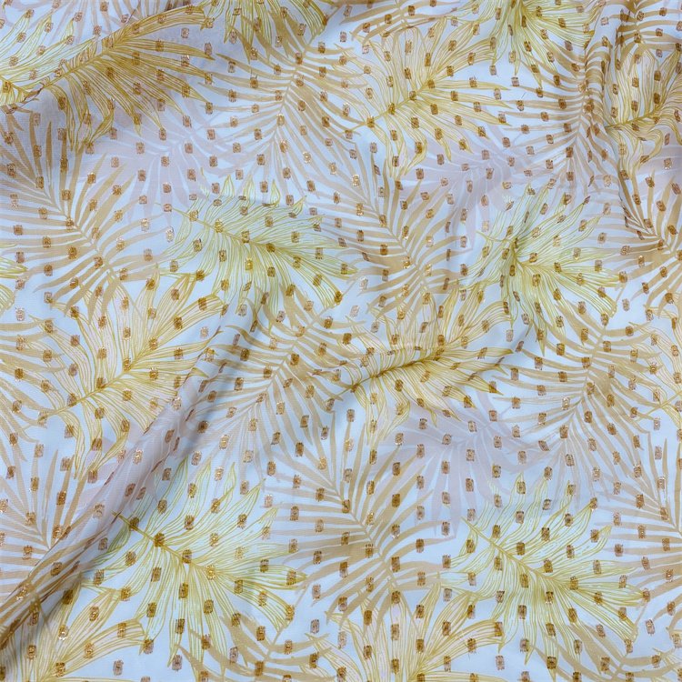 2020 NEW FASHION METALLIC GOLD PRINT CHIFFON JACQUARD FABRICS FOR Ladies' elegant dress