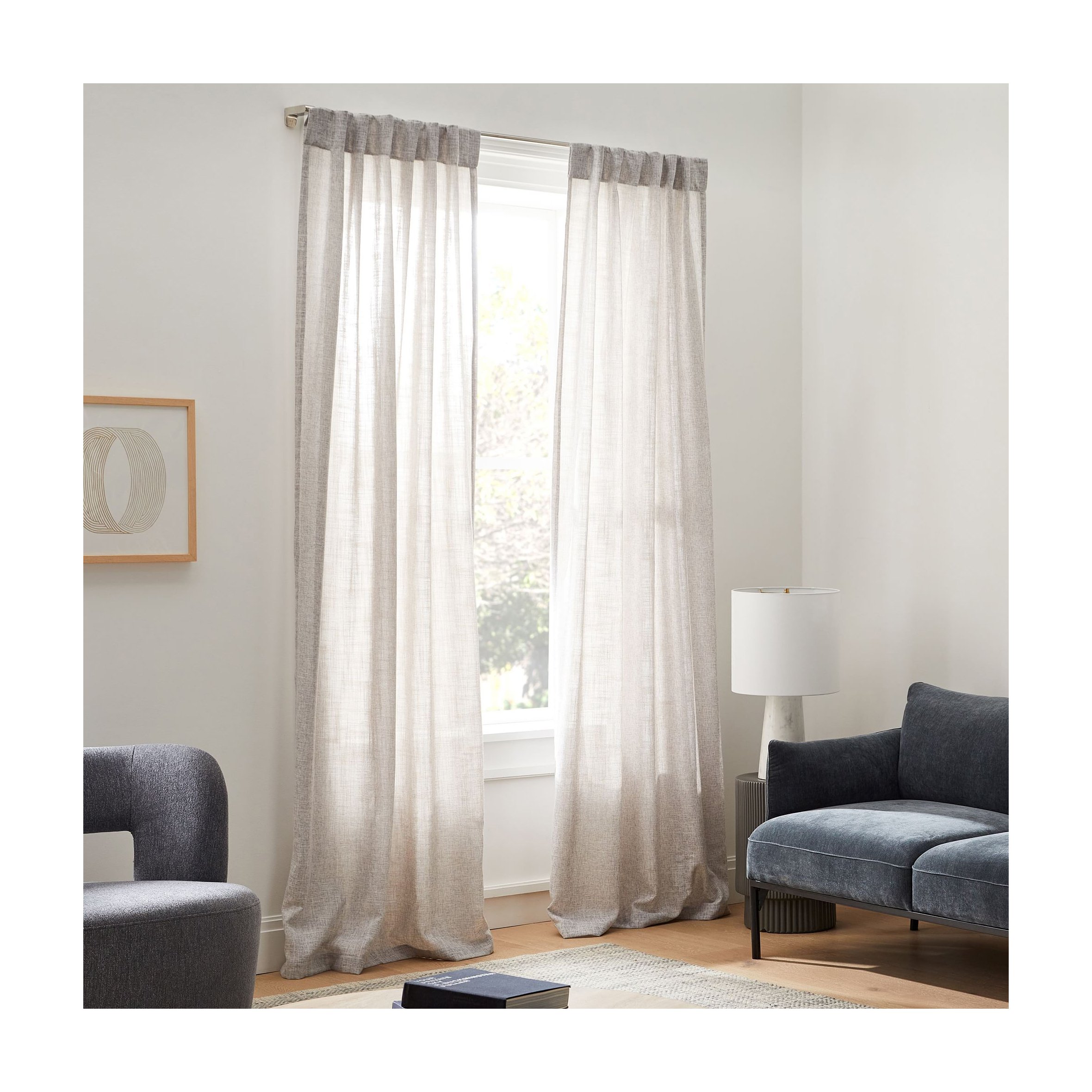 Luxury Custom Classical Soft Windows blinds Drapes Blackout Linen Look Curtains for Living Room Bedroom