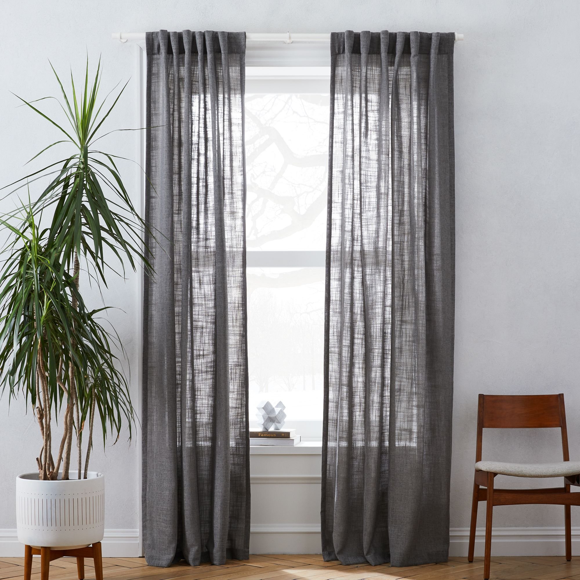 Luxury Custom Classical Soft Windows blinds Drapes Blackout Linen Look Curtains for Living Room Bedroom