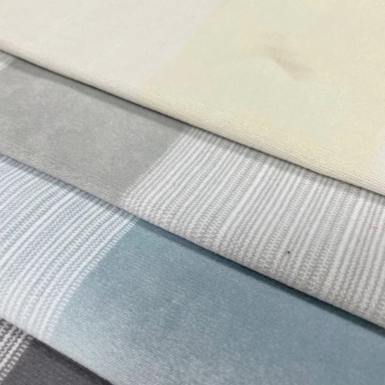Stripe Printing Velvet 100% Polyester Curtain Fabric Base Cloth Good Touching Curtain Fabric