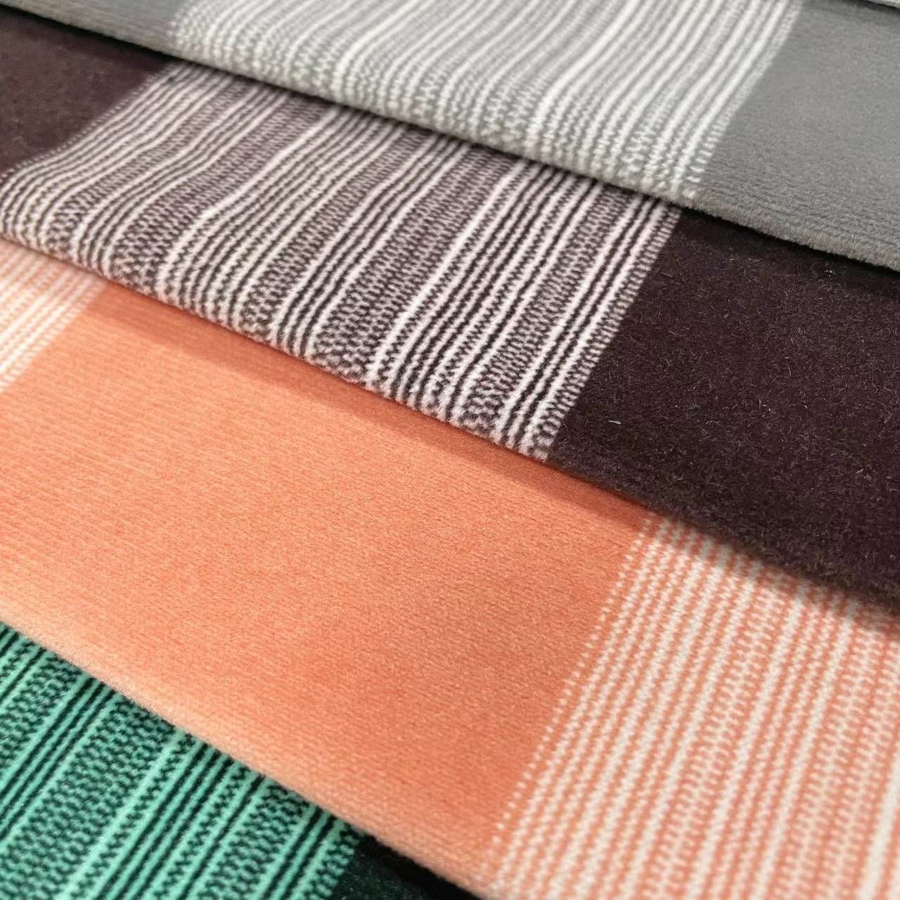 Stripe Printing Velvet 100% Polyester Curtain Fabric Base Cloth Good Touching Curtain Fabric