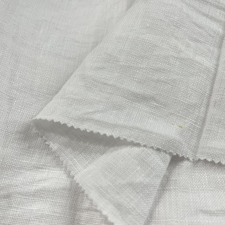 eco-friendly women casual wear white woven bleached 100 linen fabric for clothing