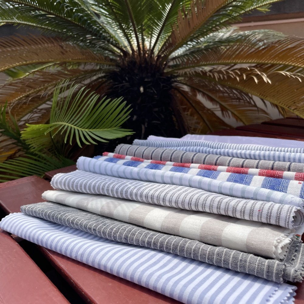 Factory wholesale Good quality cotton linen blend multi colour fashion canvas stripe fabric With Long-term Service