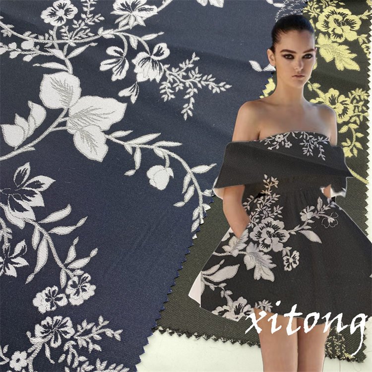 TEXTILES SUPPLIER 100%POLYESTER FABRIC DESIGNER FABRIC Woven Jacquard brocade fabric for dress garment 3D pattern jacquard