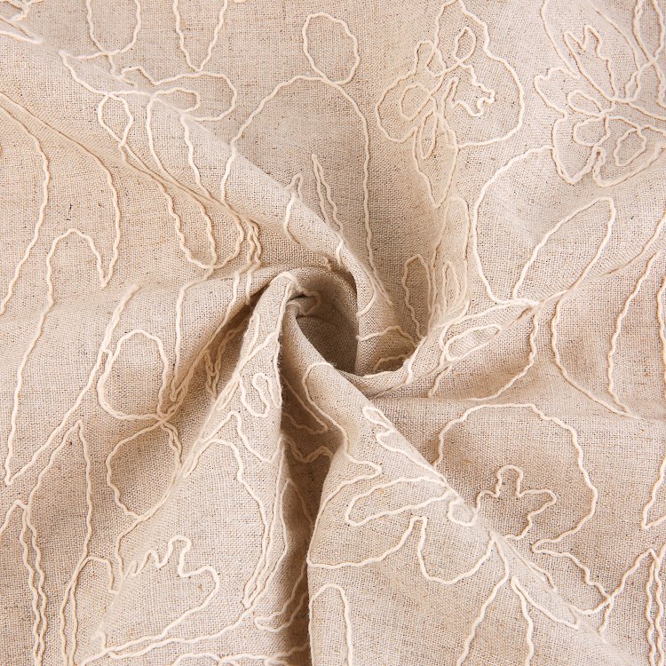 HA-16692 Wholesale comfortable linen viscose woven linen embroidery fabric for clothing