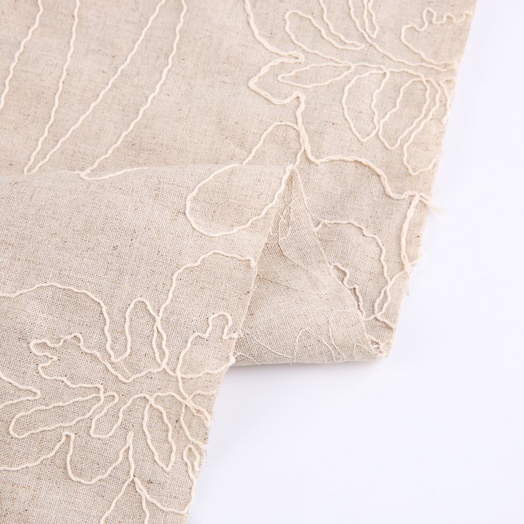 HA-16692 Wholesale comfortable linen viscose woven linen embroidery fabric for clothing