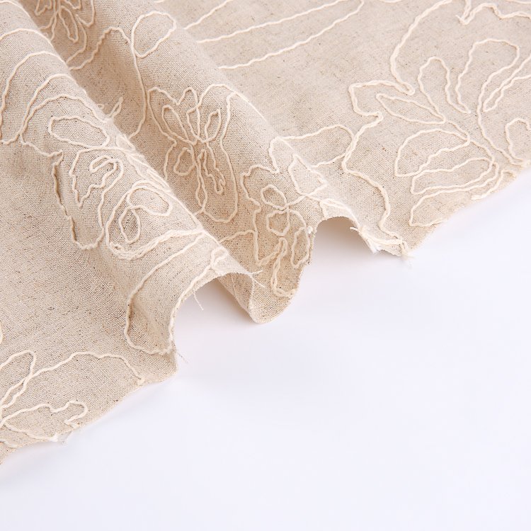 HA-16692 Wholesale comfortable linen viscose woven linen embroidery fabric for clothing