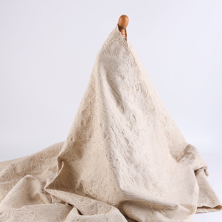 HA-16692 Wholesale comfortable linen viscose woven linen embroidery fabric for clothing