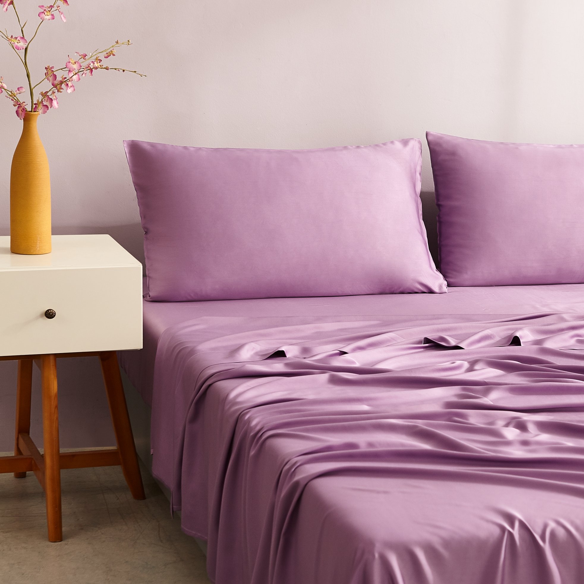 Home Textile 100% Bamboo Fabric Queen Bedding Set Flat Sheet Fitted Sheet King Size Bed Set