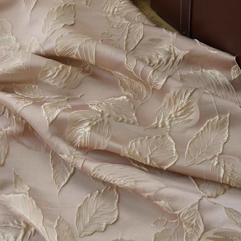 New arrival Chinese Supplier Elegant Bright Golden Leaves Jacquard Brocade Fabric for women dress