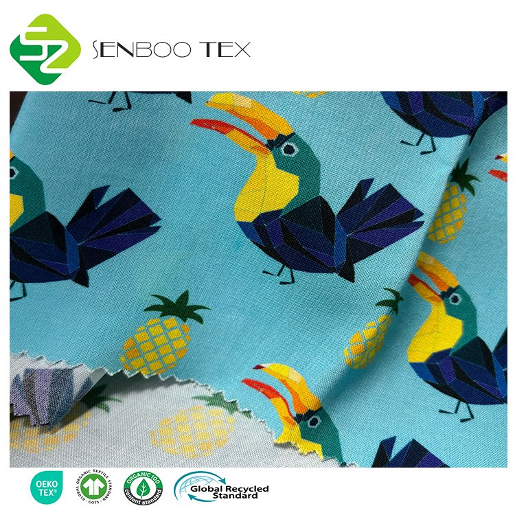 Premium Quality 100% Organic Bamboo Woven Poplin Fabric Lightweight Breathable Printed for Girls Boys Beach Pants & Dresses