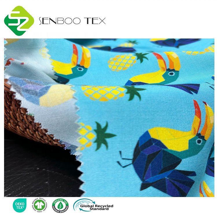 Premium Quality 100% Organic Bamboo Woven Poplin Fabric Lightweight Breathable Printed for Girls Boys Beach Pants & Dresses