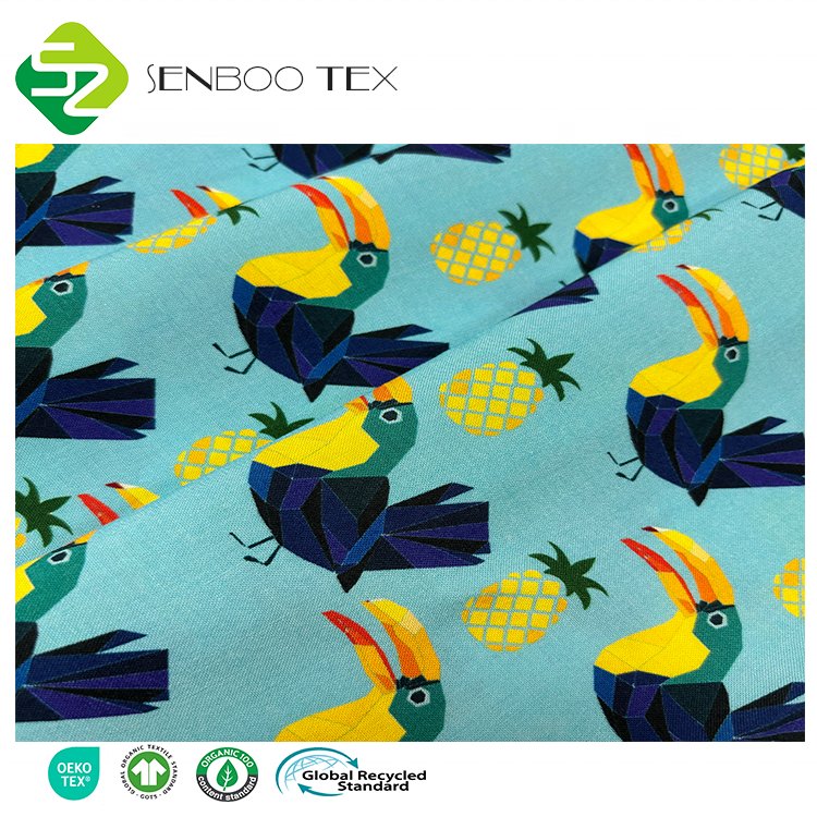 Premium Quality 100% Organic Bamboo Woven Poplin Fabric Lightweight Breathable Printed for Girls Boys Beach Pants & Dresses