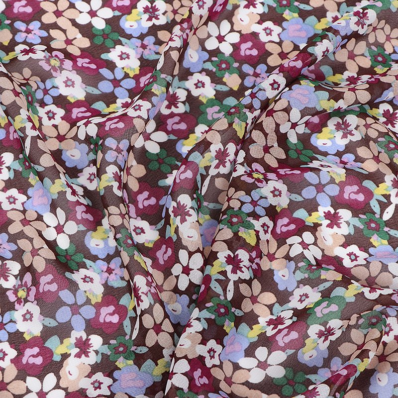 New Floral Chiffon Print Fabric custom flower design plain 100% polyester woven pure colour chiffon fabric for women dress