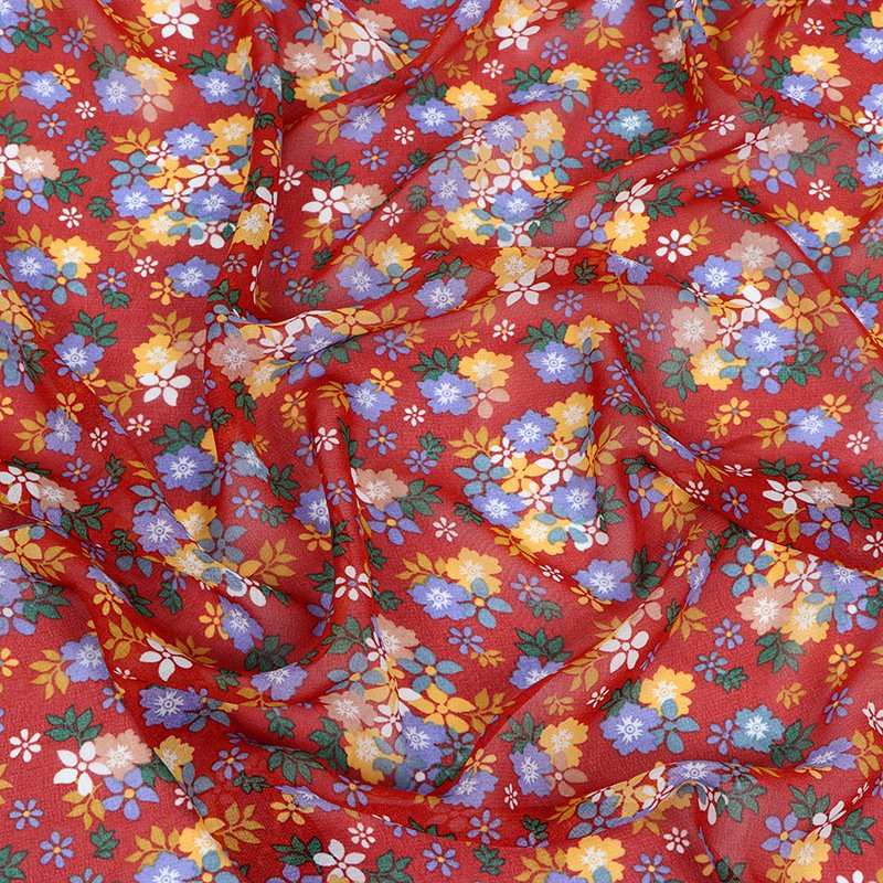 New Floral Chiffon Print Fabric custom flower design plain 100% polyester woven pure colour chiffon fabric for women dress