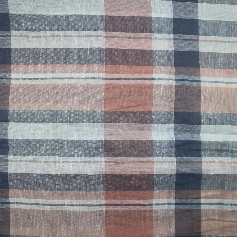 Low MOQ with Cheap Price Linen Cotton Blended Yarn Dyed Plaid Fabric for Spring Summer Clothes