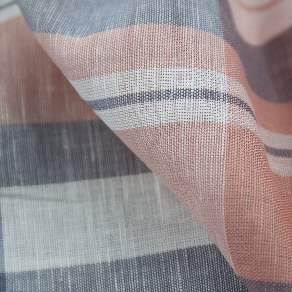 Low MOQ with Cheap Price Linen Cotton Blended Yarn Dyed Plaid Fabric for Spring Summer Clothes