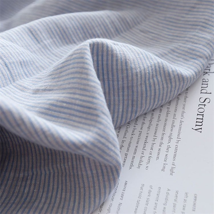 luxury 100 Count Natural Bright Colors Stone Washed 100% Striped Linen Flax Fabric For Bed Linen/Sheet