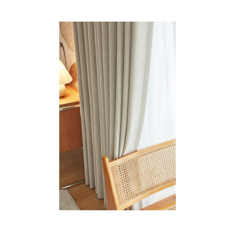 Long Operating Life China Bedroom Plaids Curtain Full Blackout Household Cream Wind And Snow Chenille With Linen Fabric