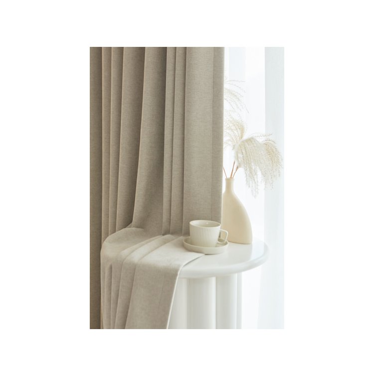 Long Operating Life China Bedroom Plaids Curtain Full Blackout Household Cream Wind And Snow Chenille With Linen Fabric