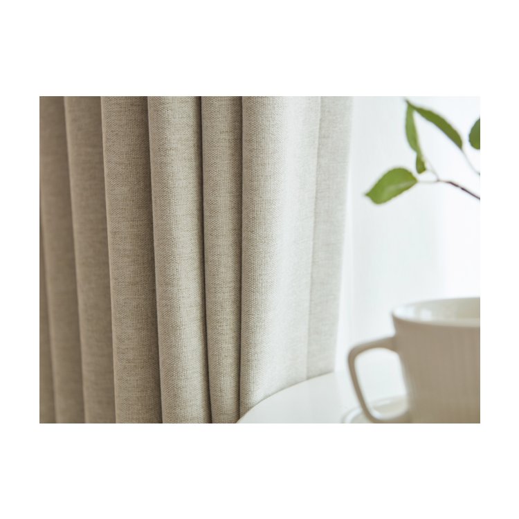 Long Operating Life China Bedroom Plaids Curtain Full Blackout Household Cream Wind And Snow Chenille With Linen Fabric