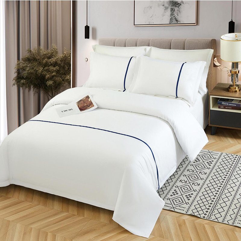 Printed embroidery custom LOGO cotton fabric Hotel holiday Home one stop bed sheets bedding set
