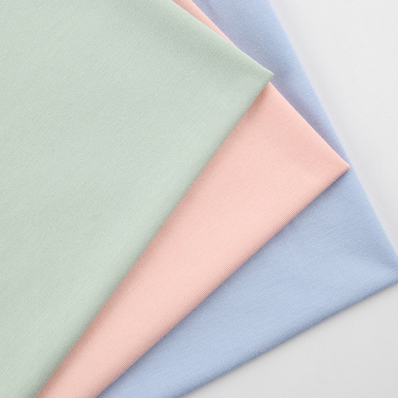 Factory Cheap Pure 25% Cotton 70% Bamboo 5% Spandex 4 Way Stretch Fabric for Baby Clothes 100% T-shirt