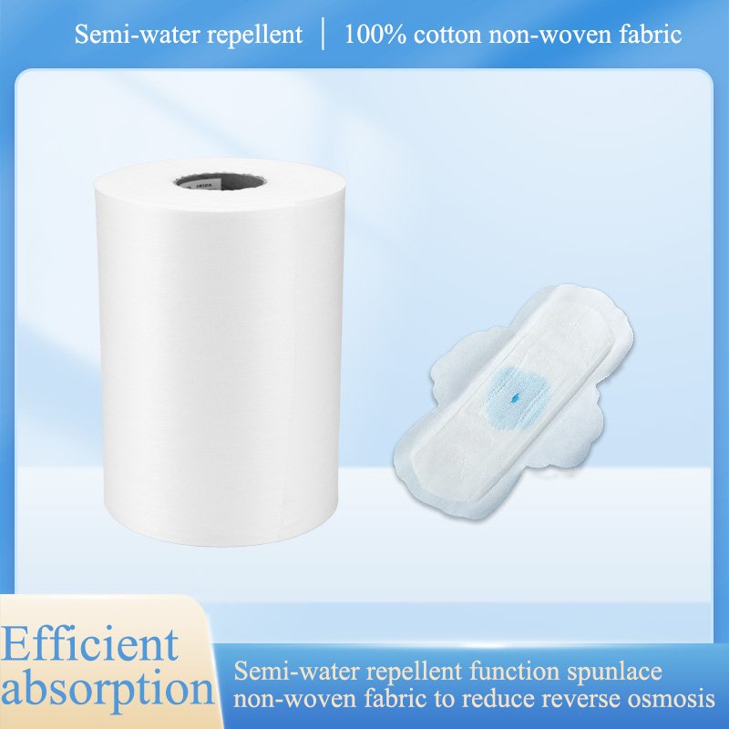 Best-selling high-quality 100% cotton spunlace non-woven fabric female sanitary napkin pad surface top raw material