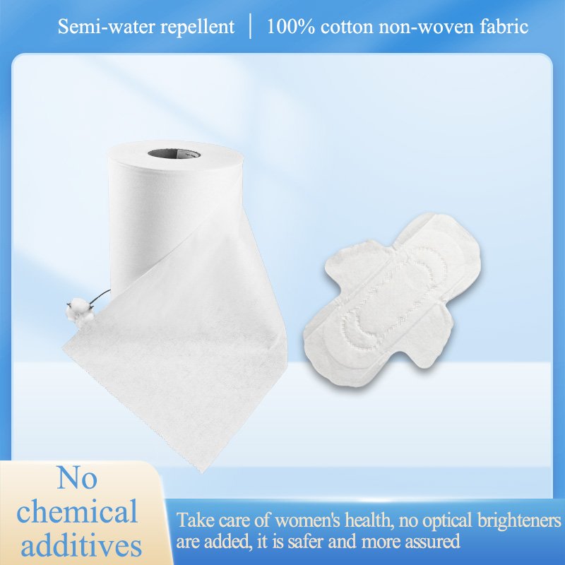 Best-selling high-quality 100% cotton spunlace non-woven fabric female sanitary napkin pad surface top raw material