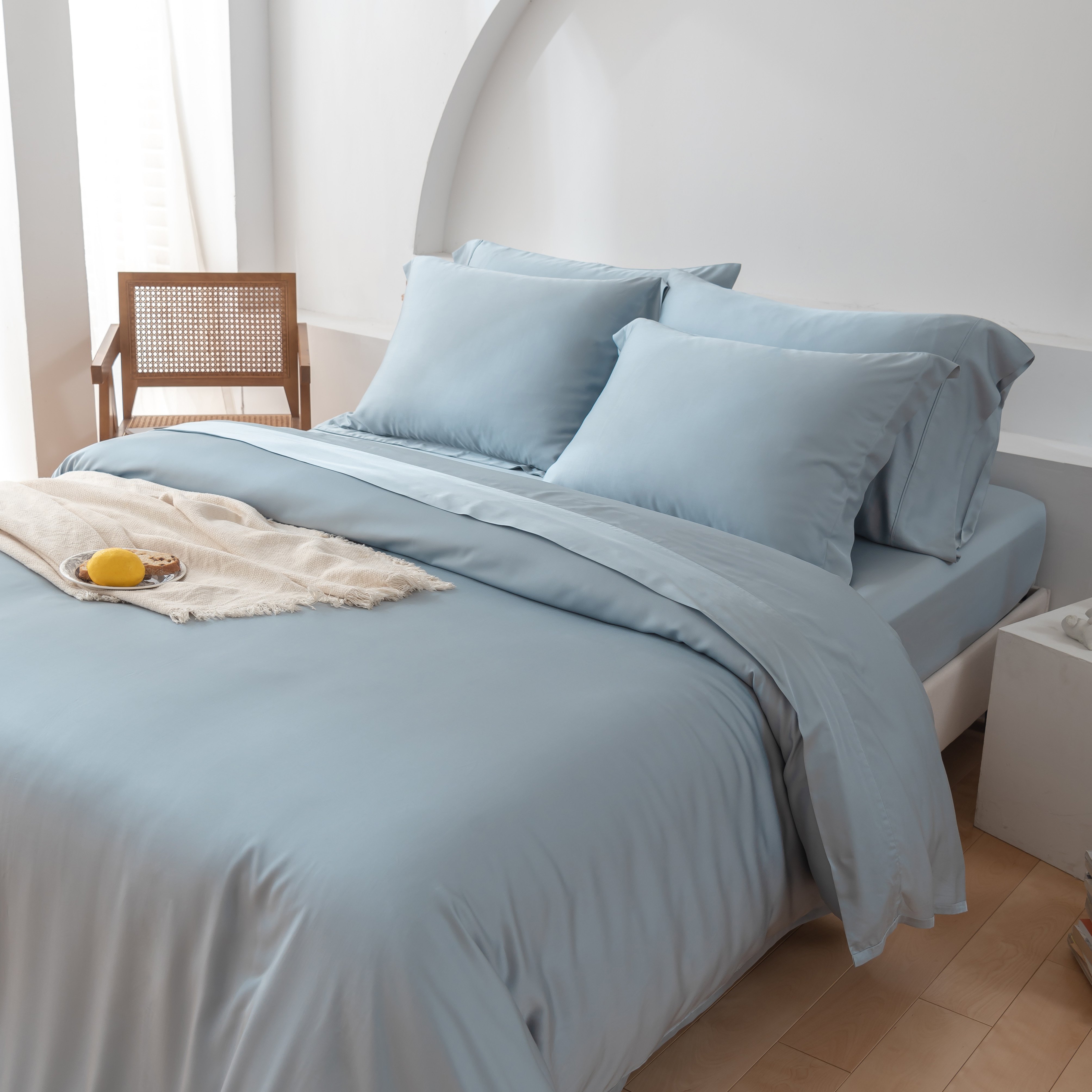 2024 Hot-Selling Luxury 300TC Soft Bamboo Sheets Printed Duvet Cover Set Home Cooling Wholesale King Queen Twin Flat Bed sheet