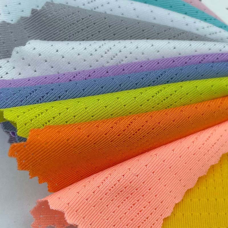 Sweat-wicking breathable small hole 160g 90% polyester 10% spandex high elastic pinhole mesh Jersey fabric T-shirt