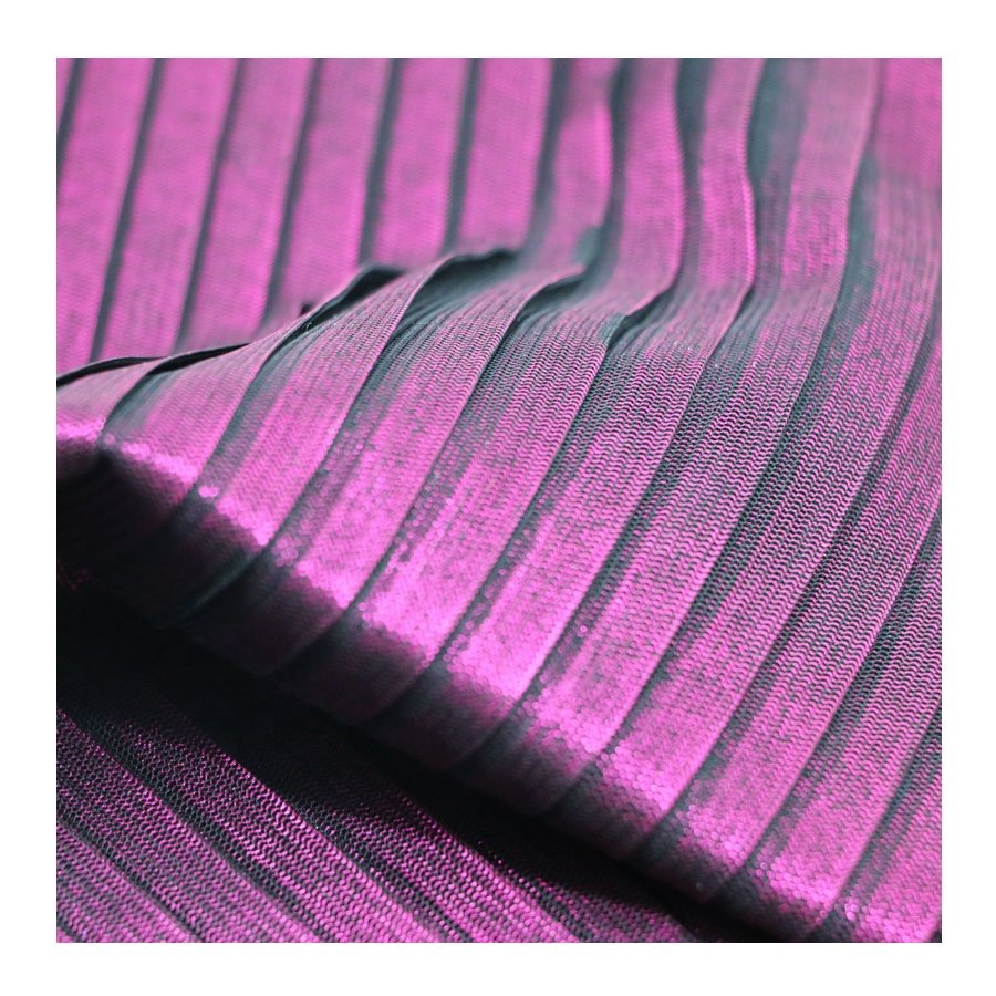 Born To Shine Collection Black purple Yarn Mesh Pleated Fabric for High Fashion Cloth