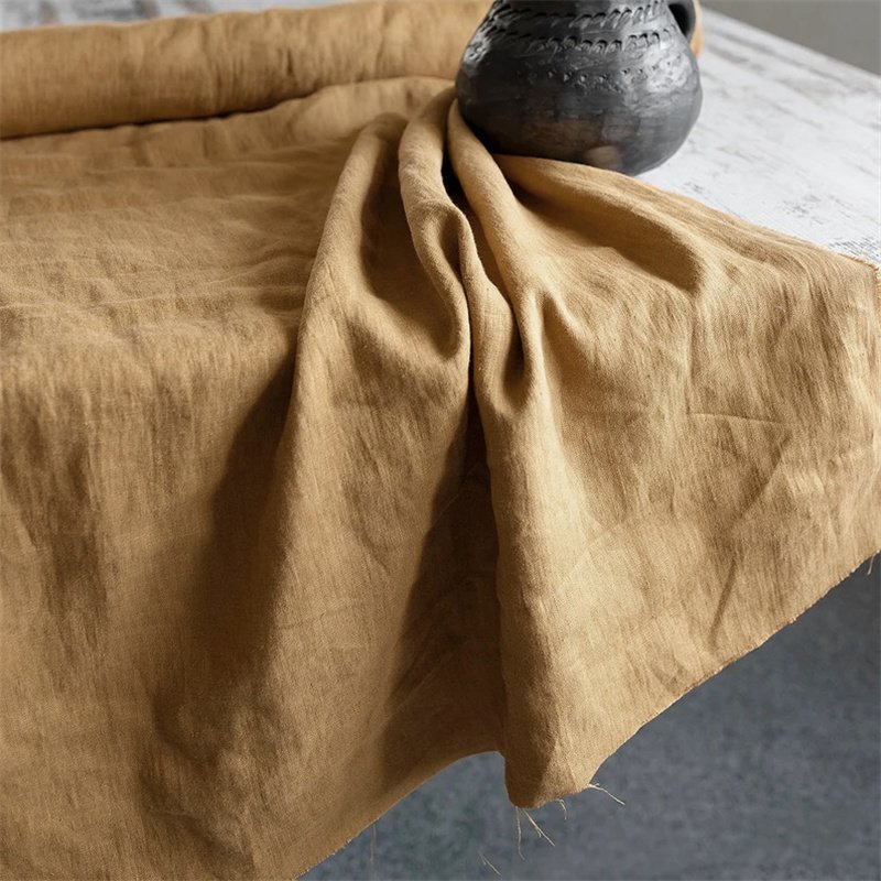 Supply simple style italian 100% natural linen solid color blackout curtain fabric