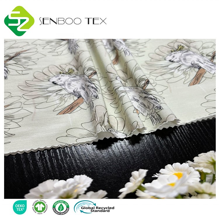 New Collection Digital Elastic Print 95% Bamboo 5% Spandex Fabric Breathable Stretch Jersey Sleepwear Garments Shirts Dresses