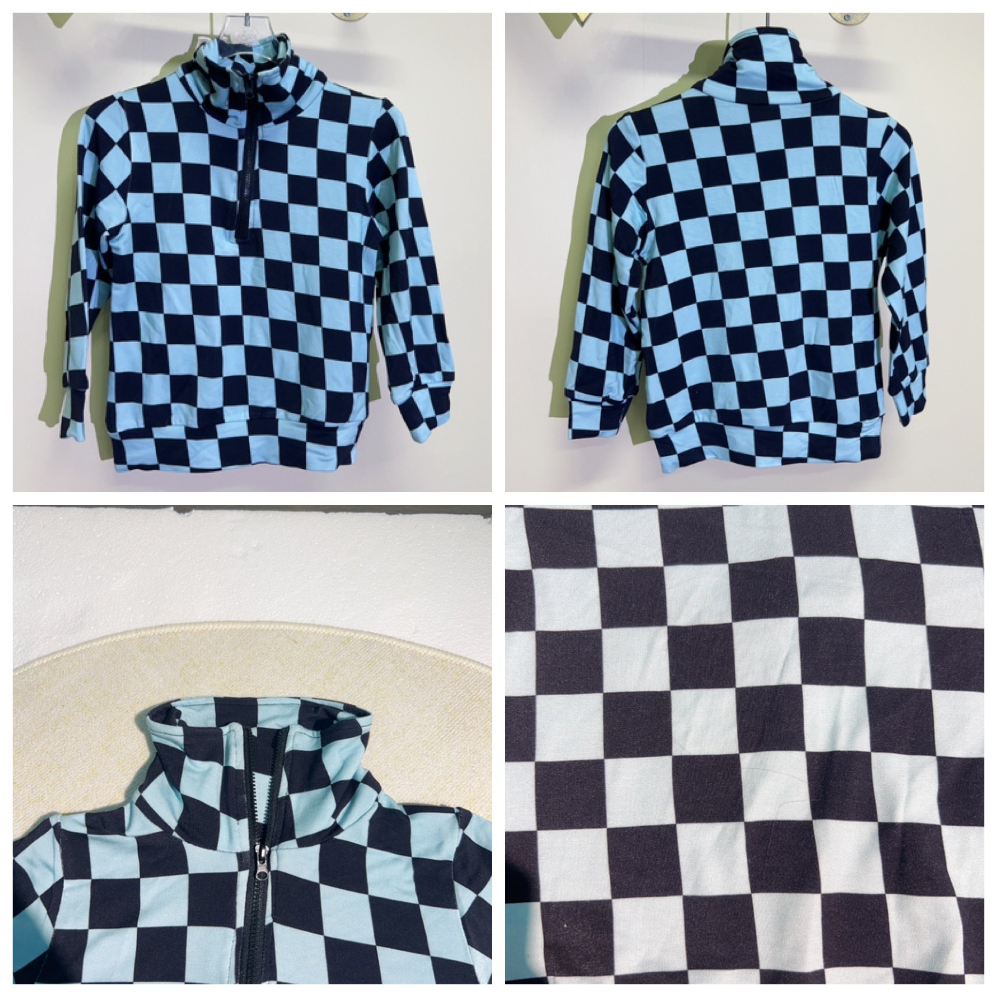 KERUI Custom Pattern Lightning/Smile/Checkered Unisex Bamboo Terry Kids Girls Boys Fashion Kids Quilted Toddler Zip Up Hoodie