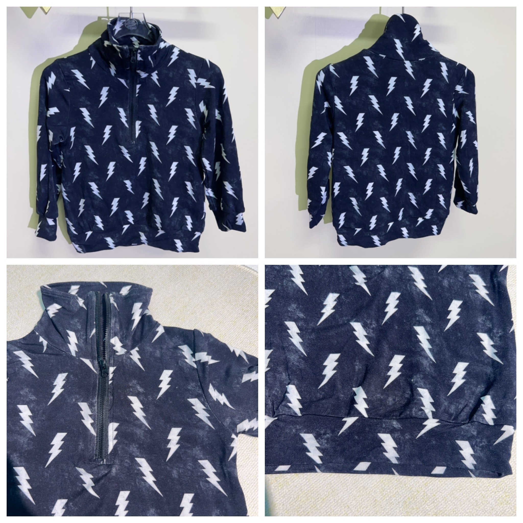 KERUI Custom Pattern Lightning/Smile/Checkered Unisex Bamboo Terry Kids Girls Boys Fashion Kids Quilted Toddler Zip Up Hoodie