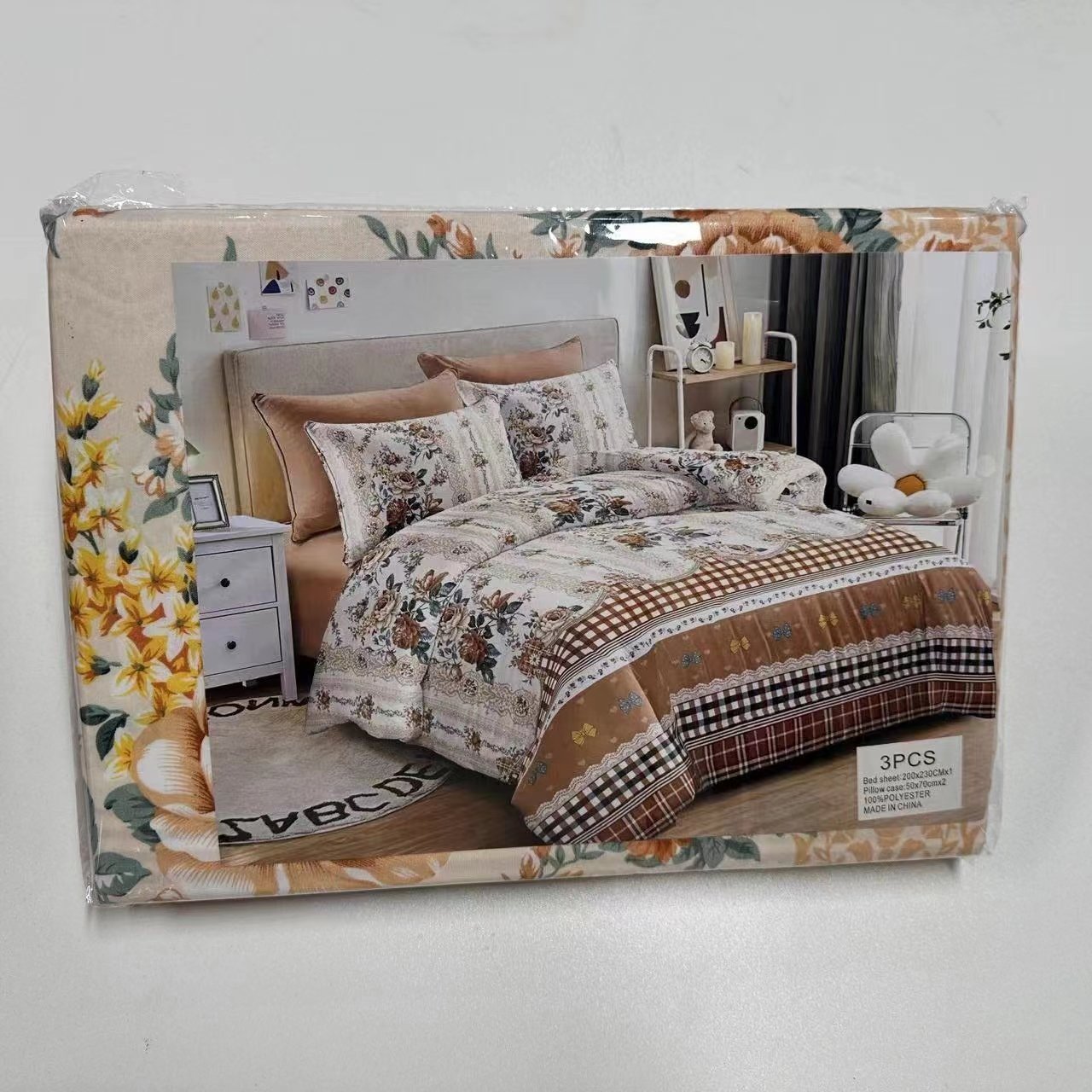 Made in China Microfiber 3-piece bed linen 3-in-1 low-priced bedsheets sets lit 2 places bed sheet Queen size flat bed sheet