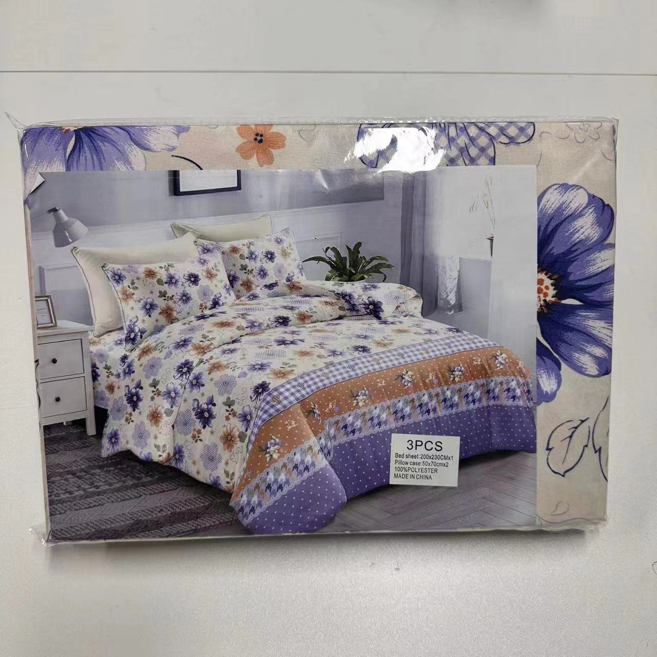 Made in China Microfiber 3-piece bed linen 3-in-1 low-priced bedsheets sets lit 2 places bed sheet Queen size flat bed sheet