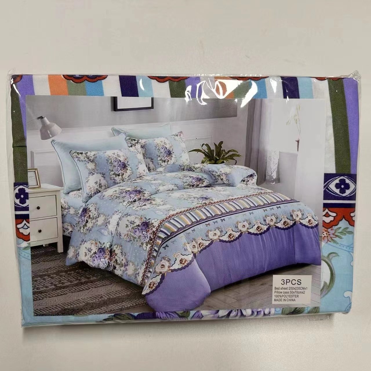 Made in China Microfiber 3-piece bed linen 3-in-1 low-priced bedsheets sets lit 2 places bed sheet Queen size flat bed sheet