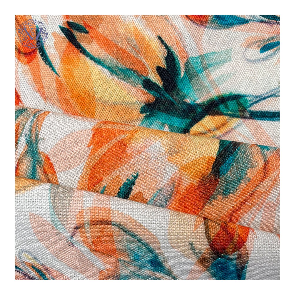 Breathable Good Colors Fastness Custom Printing 30% Rayon 70% Linen Fabric Digital Print Linen Viscose Fabric For Garment