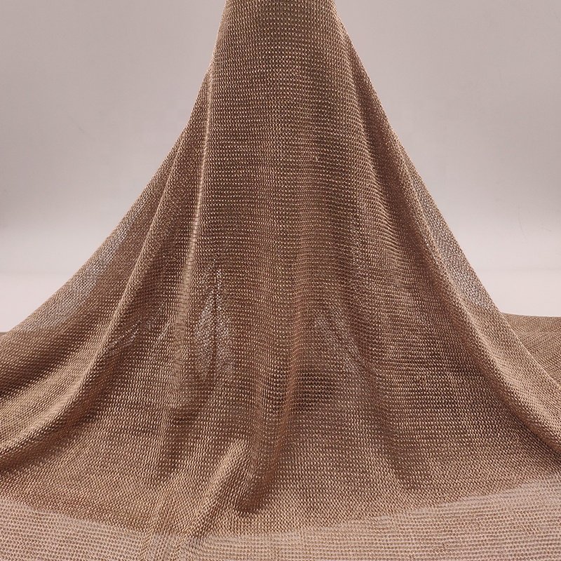 High elasticity knitted soft lurex net glitter fabric metallic 4 way stretch fabric for clothing textile