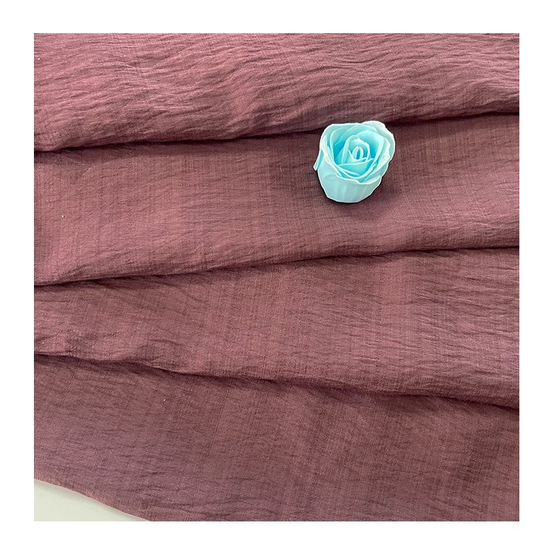 Poly Linen Fabric 12% Nylon 88% Rayon Visocse Dyed Crinkle Crepe Polyester Poly Linen Fabric 125-130gsm 140gsm Nr Solid Color