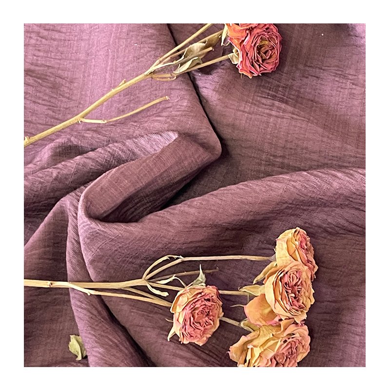 Poly Linen Fabric 12% Nylon 88% Rayon Visocse Dyed Crinkle Crepe Polyester Poly Linen Fabric 125-130gsm 140gsm Nr Solid Color